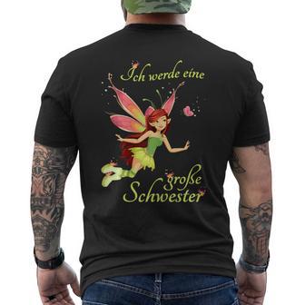 German Announcement Ich Werde Große Schwester 2023 Black S T-Shirt mit Rückendruck - Seseable