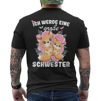 German Announcement Ich Werde Große Schwester S T-Shirt mit Rückendruck - Seseable