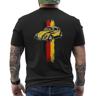German Flag Colors & Classic Retro Vintage German Car Men's T-shirt Back Print - Monsterry