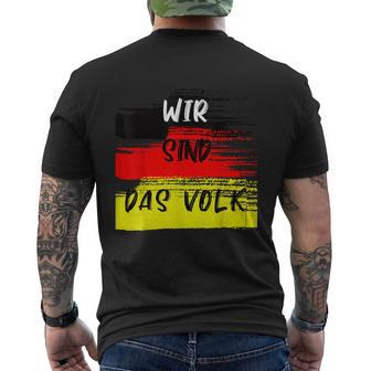 With German Flag Wir Sind Das Volk Gray T-Shirt mit Rückendruck - Seseable
