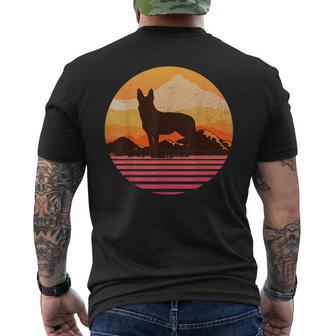 German Shepard With Sun Mountain Vintage Retro Men's T-shirt Back Print - Monsterry CA