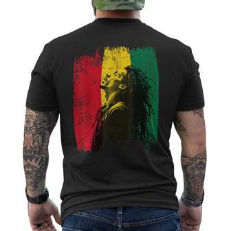 Ghanaian Flag Rastamann Reggae Dreadlocks Rasta Colors Men's T-shirt Back Print - Monsterry CA