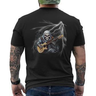 Ghost Guitar Cool Guitar Player Skeleton Hands Guitar Men's T-shirt Back Print - Seseable