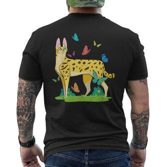 Ginger Serval Big Wild Cats African Animal Big Cat Rescue Men's T-shirt Back Print - Monsterry