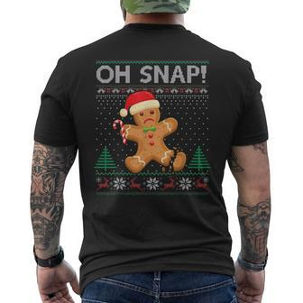 Gingerbread Man Cookie Ugly Sweater Oh Snap Christmas Mens Back Print T-shirt - Seseable