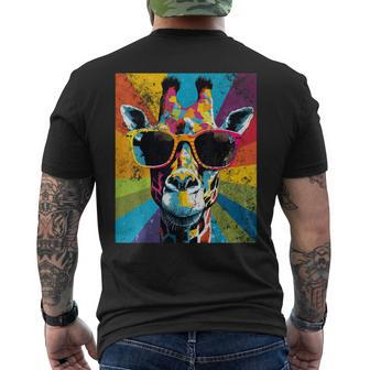Giraffe Vintage Sunglasses African Animal Lover Men's T-shirt Back Print - Monsterry AU