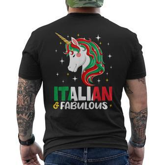 Girl Italian Italy Flag Unicorn Women Men's T-shirt Back Print - Monsterry