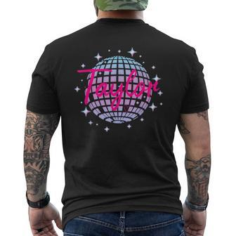 Girl Taylor First Name Personalized Birthday Disco Ball Men's T-shirt Back Print | Mazezy