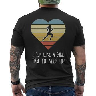Girls Cross Country Running Men's T-shirt Back Print | Mazezy