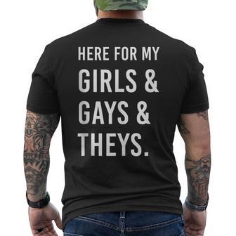 Here For My Girls Gays And Theys Ally Af Men's T-shirt Back Print - Monsterry CA