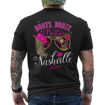 Girls Weekend Girls Trip 2024 Nashville Boots Booze Besties Men's T-shirt Back Print - Thegiftio