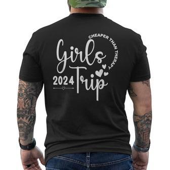 Girls Trip Cheapers Than Therapy 2024 Besties Trip Vacation Men's T-shirt Back Print | Mazezy DE
