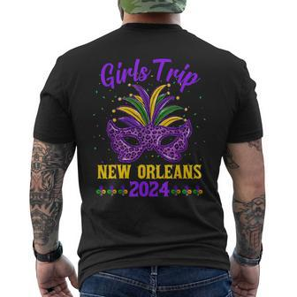 Girls Trip New Orleans 2024 Mardi Gras Mask Friends Vacation Men's T-shirt Back Print | Mazezy