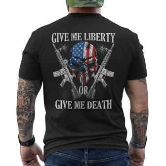 Give Me Liberty Or Give Me Death Skull Ar-15 American Flag Men's T-shirt Back Print - Monsterry DE
