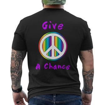 Give Peace A Chance Hippie Men's T-shirt Back Print - Monsterry