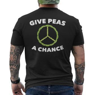 Give Peas A Chance Pun Vegan Vegetarian Men's T-shirt Back Print - Monsterry