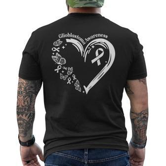 Glioblastoma I Wear Grey For Glioblastoma Awareness Heart Men's T-shirt Back Print - Seseable