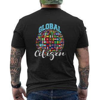 Global Citizen Round World Country Flags Mens Back Print T-shirt - Thegiftio