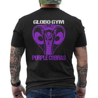 Globos Gyms Purples Cobrases Dodgeball Gym Mens Back Print T-shirt | Mazezy