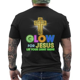 Glow For Jesus Let Your Light Shine Faith Cross Christian Men's T-shirt Back Print - Thegiftio UK