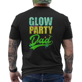 Glow Party Dad Retro Neon Father Daddy Distressed Mens Back Print T-shirt | Mazezy