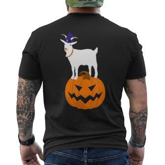 Goat Halloween Witch Pumpkin Goat Lover Mens Back Print T-shirt - Thegiftio