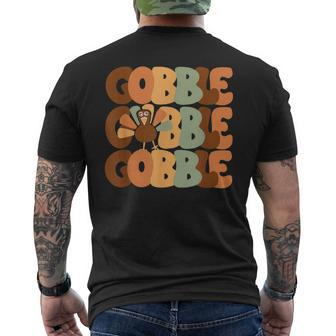 Gobble Turkey Day Happy Thanksgiving Men's T-shirt Back Print - Seseable