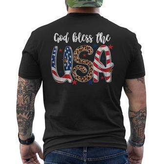 God Bless The Usa American Flag Patriotic 4Th Of July Mens Back Print T-shirt - Thegiftio UK