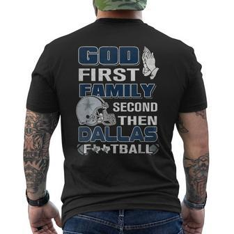 God First Family Second Then Dallas Lovers Blue- Silver Men's T-shirt Back Print - Thegiftio UK