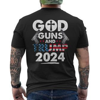 God Guns And Trump 2024 Usa American Flag Men's T-shirt Back Print - Monsterry DE