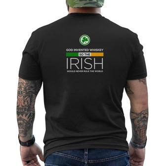 God Invented Whiskey So The Irish Would Never Rule The World Mens Back Print T-shirt - Thegiftio UK
