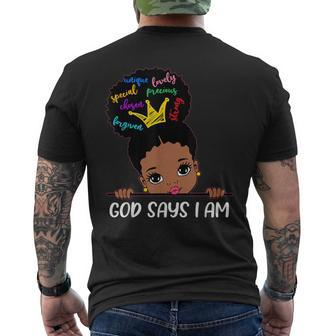 God Says I Am Melanin Girls Black History Junenth Toddler Men's T-shirt Back Print - Thegiftio UK