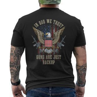 In God We Trust Guns Are Just Backup American Flag Men's T-shirt Back Print - Thegiftio