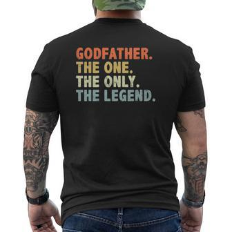 Godfather The One Only Legend Fathers Day For Father Mens Back Print T-shirt | Mazezy