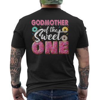 Godmother Of Sweet One 1St Bday Party Matching Family Donut Men's T-shirt Back Print - Thegiftio UK