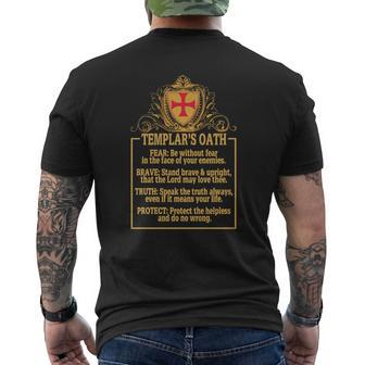Gods Warrior Templars Oath Mens Back Print T-shirt - Seseable