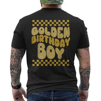 Golden Birthday Boys Bday Toddlers Birthday Party Decoration Men's T-shirt Back Print - Monsterry