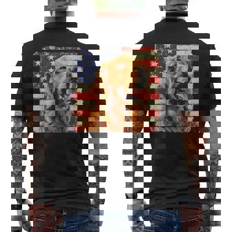 Golden Retriever Dog America Flag Independence Day Men's T-shirt Back Print - Seseable