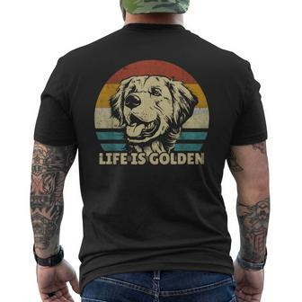 Golden Retriever Dog Life Is Golden Retro Vintage T-Shirt mit Rückendruck - Seseable