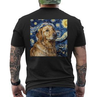 Golden Retriever Dog Van Gogh Style Starry Night Men's T-shirt Back Print - Thegiftio UK