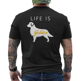 Golden Retriever Life Is Golden Dog Graphic Mens Back Print T-shirt | Mazezy