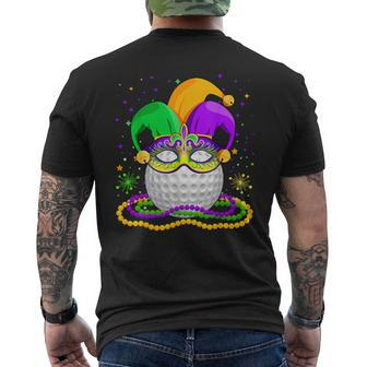 Golf Wearing Jester Hat Masked Beads Mardi Gras Player Men's T-shirt Back Print - Thegiftio UK