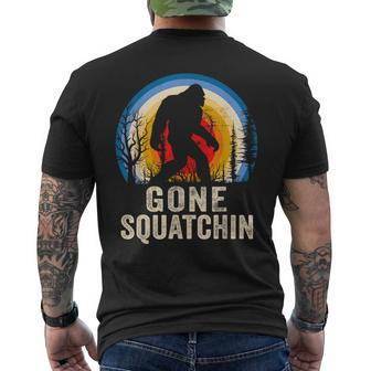 Gone Squatchin To Find Bigfoot Sasquatch Retro Men's T-shirt Back Print - Thegiftio UK