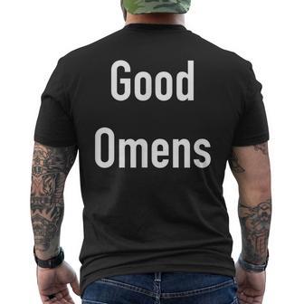 Good Omens Schwarz Kurzärmliges Herren-T-Kurzärmliges Herren-T-Shirt mit Weißer Schrift Unisex, Engel & Dämon Design - Seseable