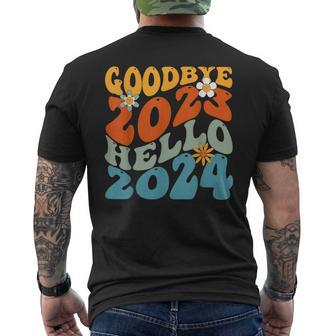Goodbye 2023 Hello 2024 Happy New Year Men's T-shirt Back Print | Mazezy