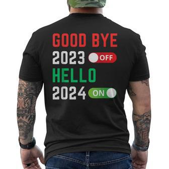 Goodbye 2023 Hello 2024 Happy New Year 2024 Party Family Men's T-shirt Back Print - Seseable