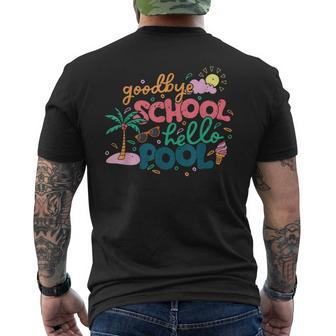 Goodbye School Hello Pool Last Day Of School Student Summer Men's T-shirt Back Print - Thegiftio UK
