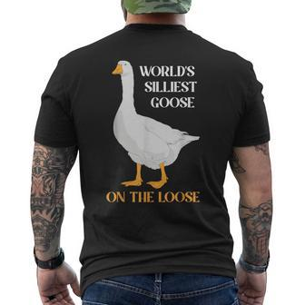 Goose On The Loose World's Silliest Cute Children Men's T-shirt Back Print - Monsterry