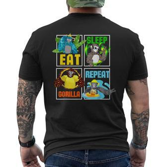 Gorilla Monkey Tag Vr Game Birthday Boys Eat Sleep Repeat Men's T-shirt Back Print - Seseable