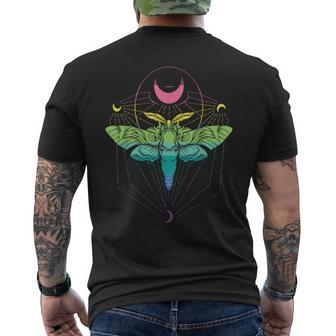 Goth Moth And Crescent Moon Creepy For Goths Men's T-shirt Back Print - Monsterry